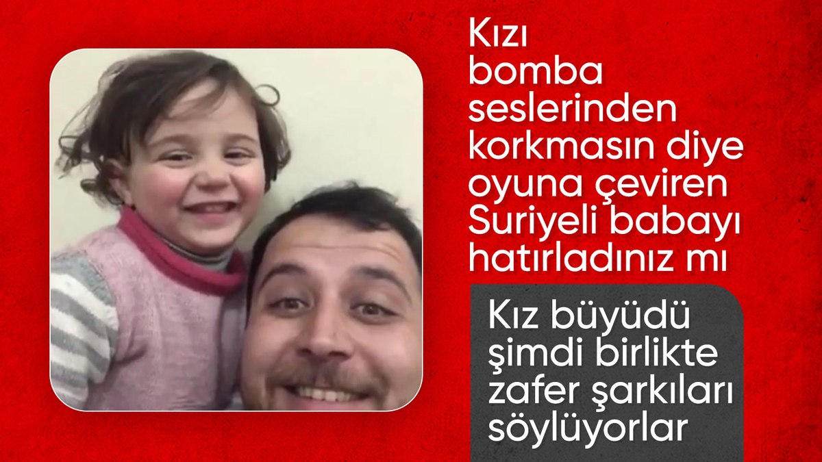Suriye’de bomba seslerini oyuna dönüştüren baba ve kızının zafer şarkıları